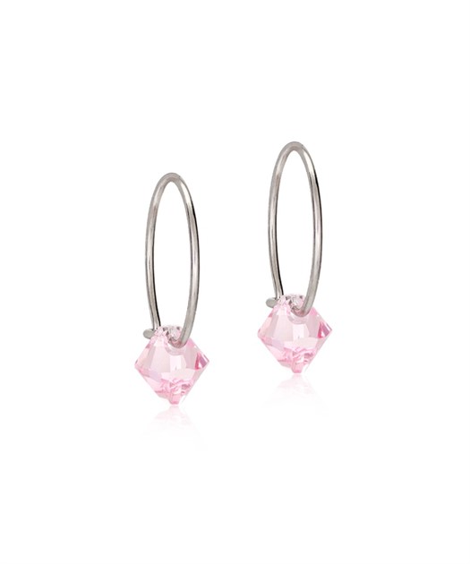 NT Ear Ring 14 mm, Bicone 6 mm, Light rose