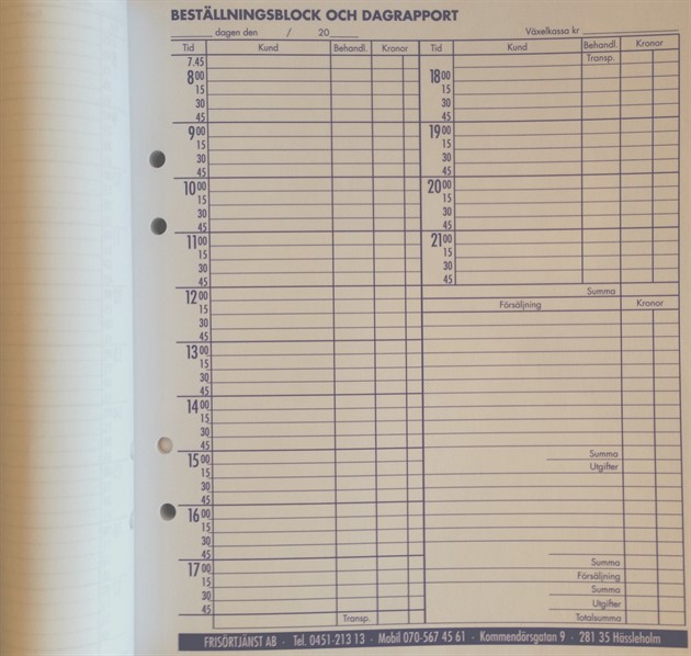 Beställningsblock 1-pers Litet