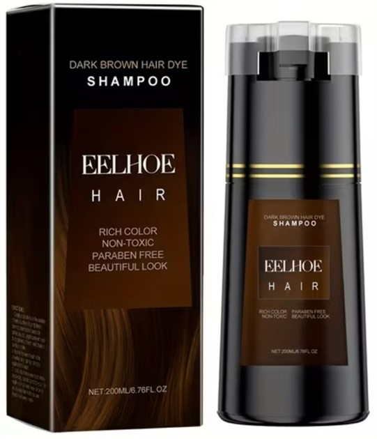 EELHOE Dark Brown Hair Dye Shampoo 200ml